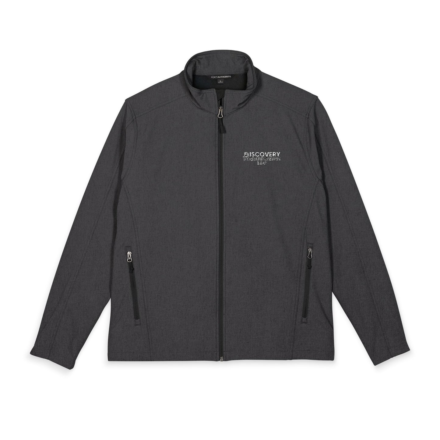 Embroidered Men's Soft Shell Jacket — Classic Black Weather-Resistant Coat
